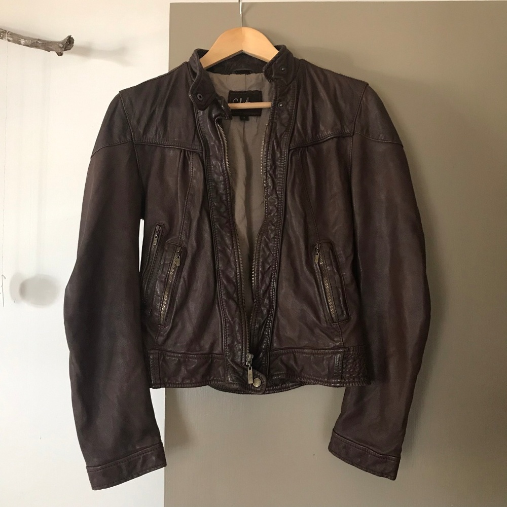 GORGEOUS Cole Haan Leather Crop Bomber Jacket